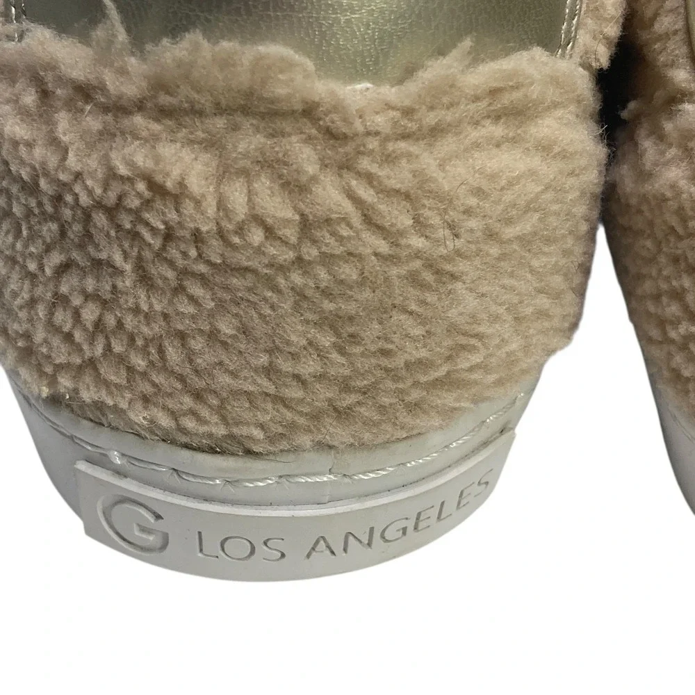 GBG Los Angeles‎ Meeko Women 11 Beige Faux Fur Lace-Up Sneaker Preppy Streetwear
